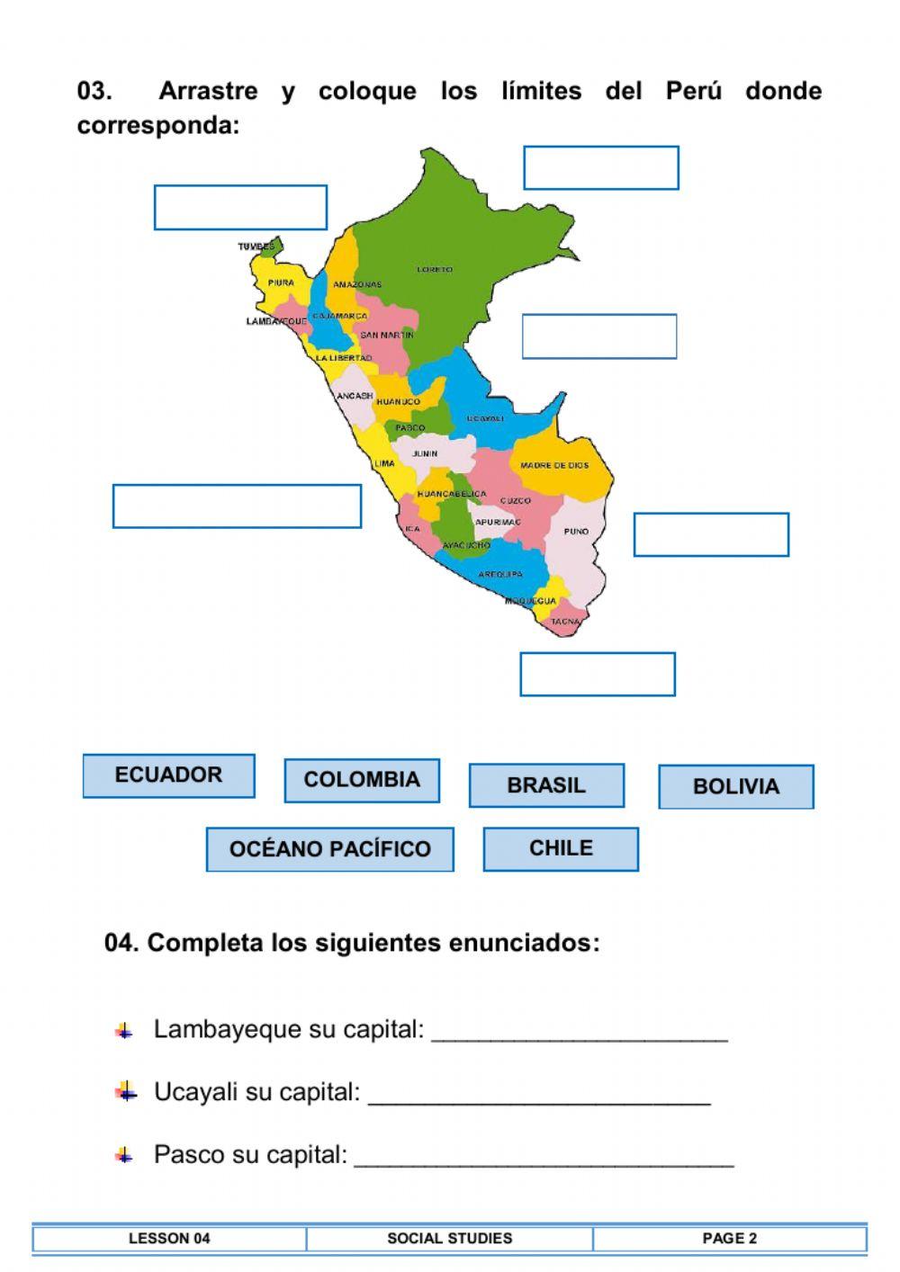 El Perú sus límites y departamentos