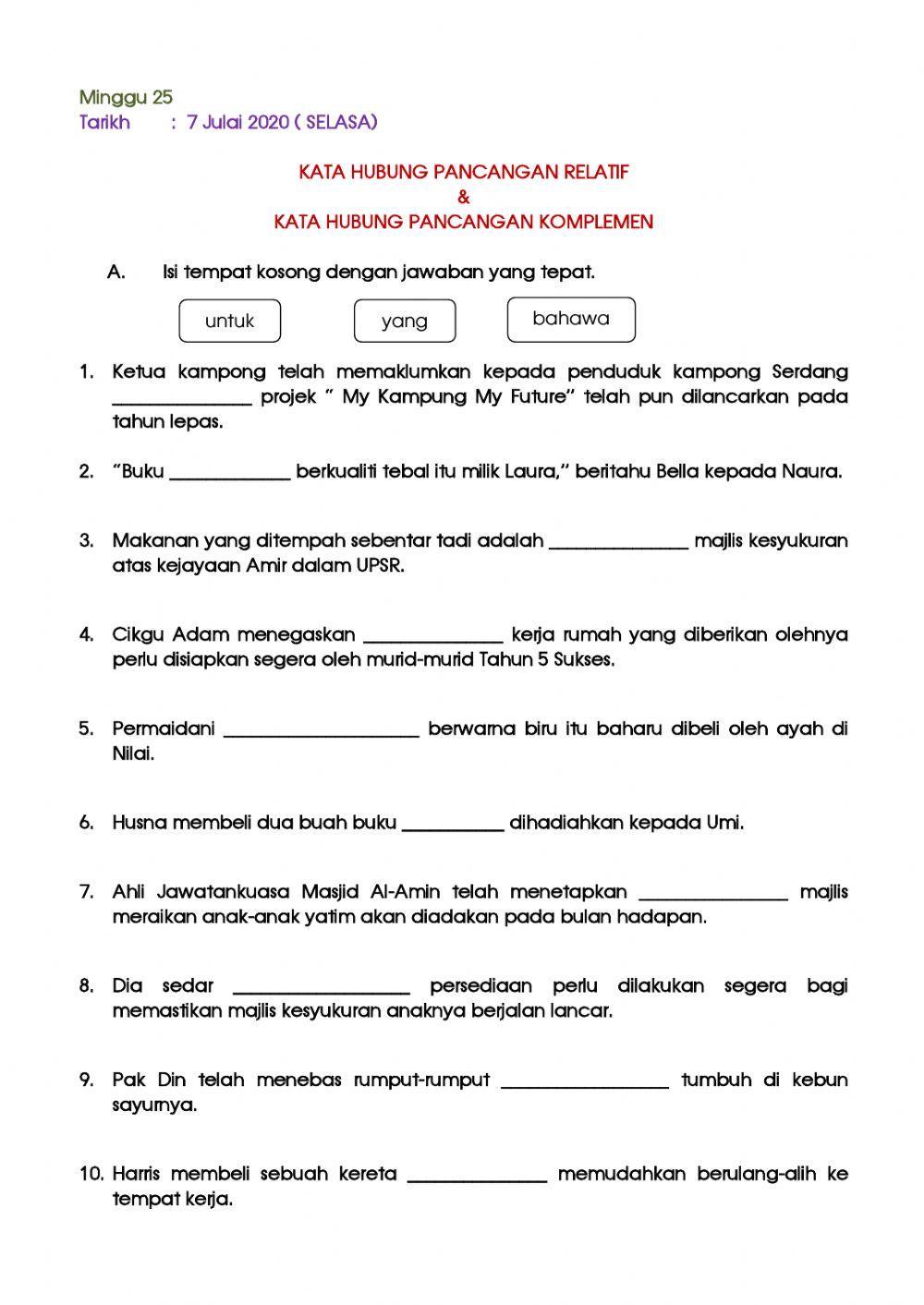 Kata hubung pancangan relatif & komplemen