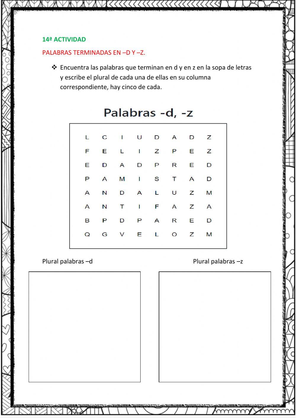 Ortografía plural -d -z