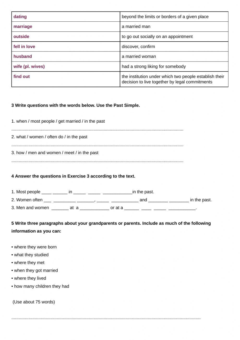 Past simple-past continuous READING AND WRITING