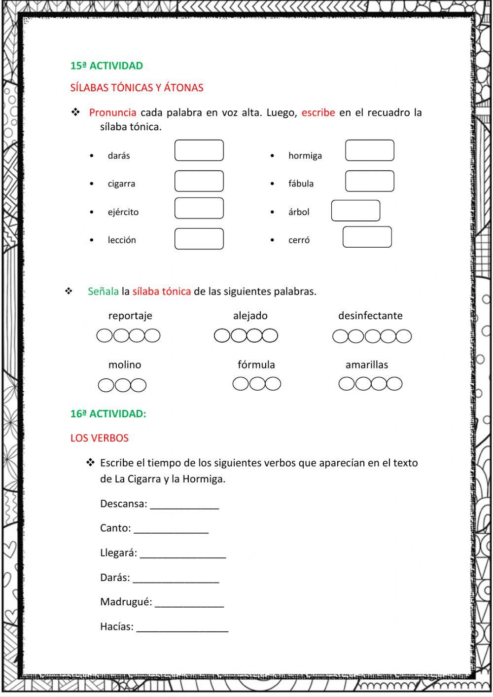 Sílaba tónica y tiempos verbales