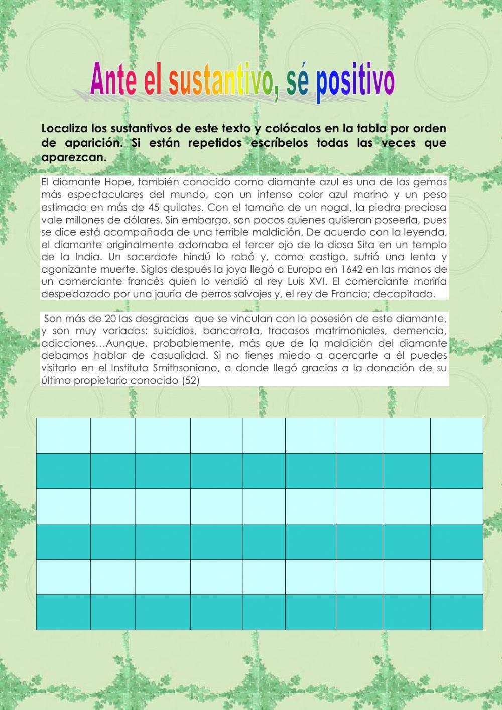 Repasando el sustantivo poquito  a poquito