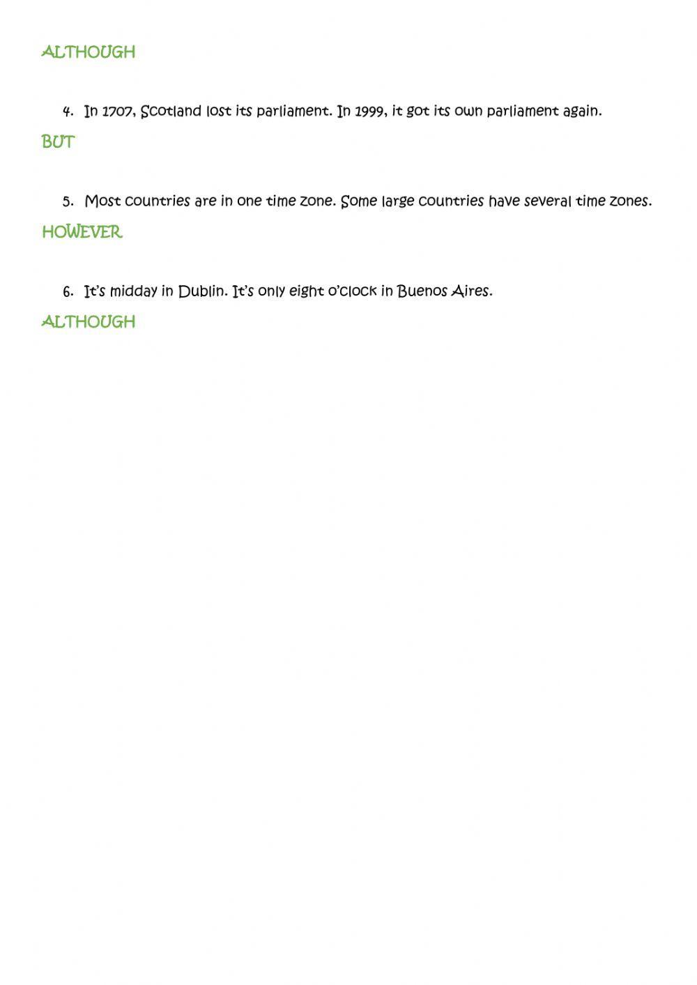 Contrasting linking words