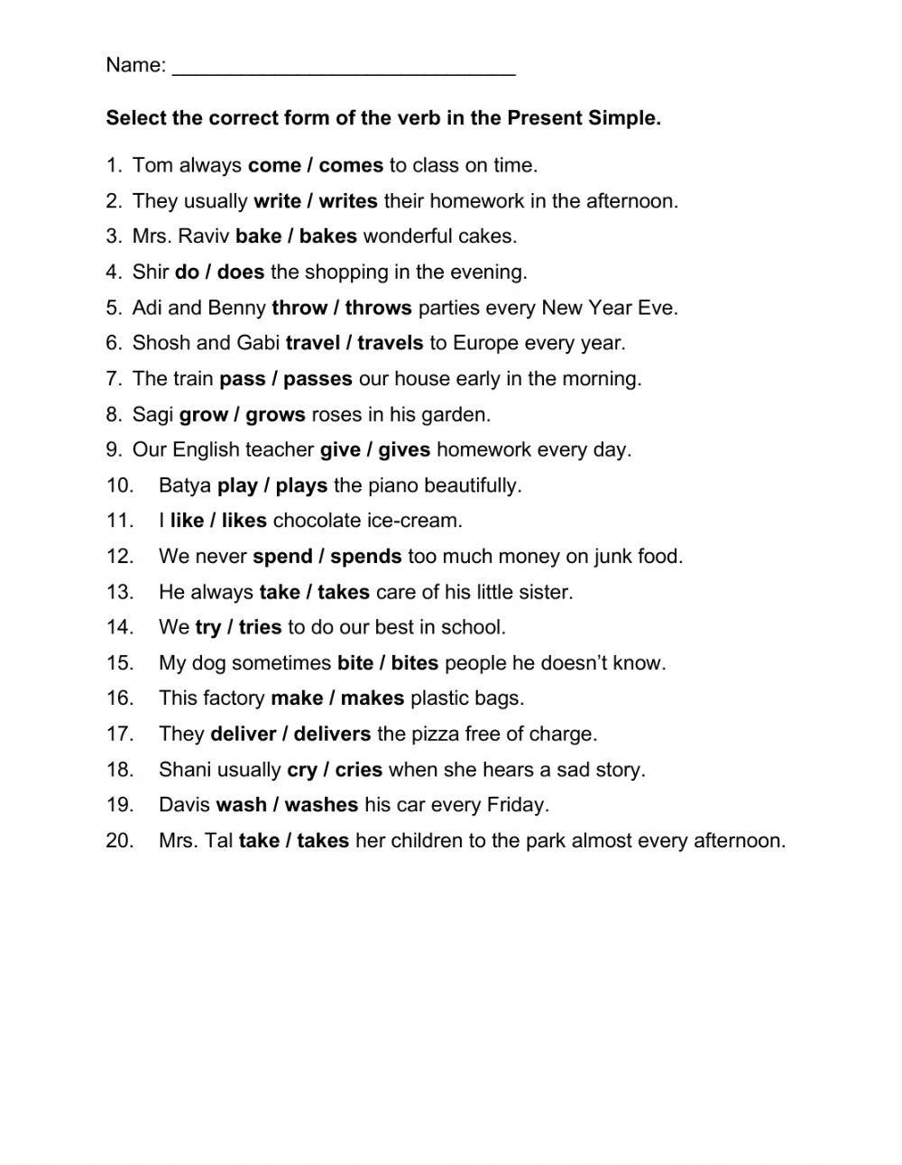 Present Simple Positive