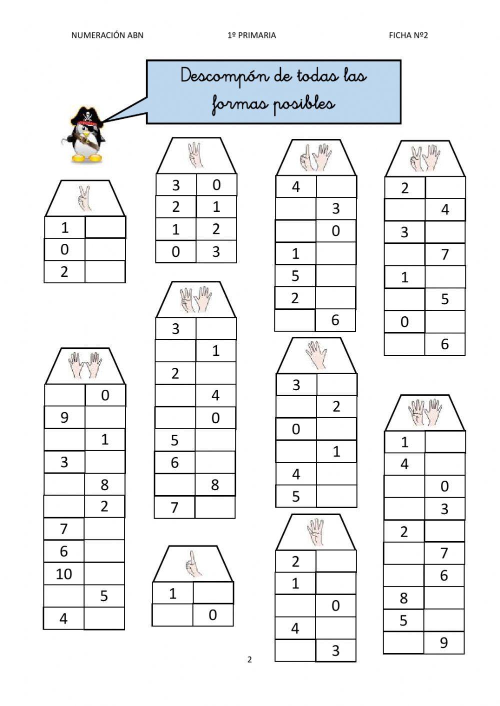Numeración abn 1º primaria ficha 2