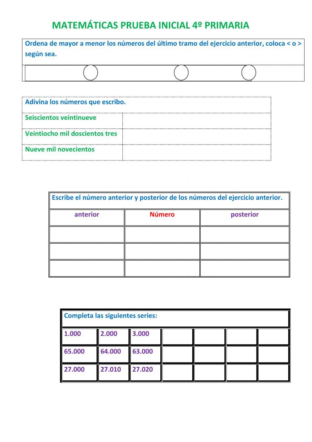 Numeración hasta 5 cifras