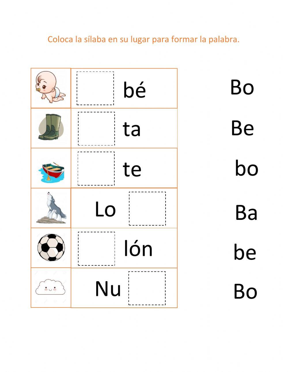 Letra B - silaba en su lugar