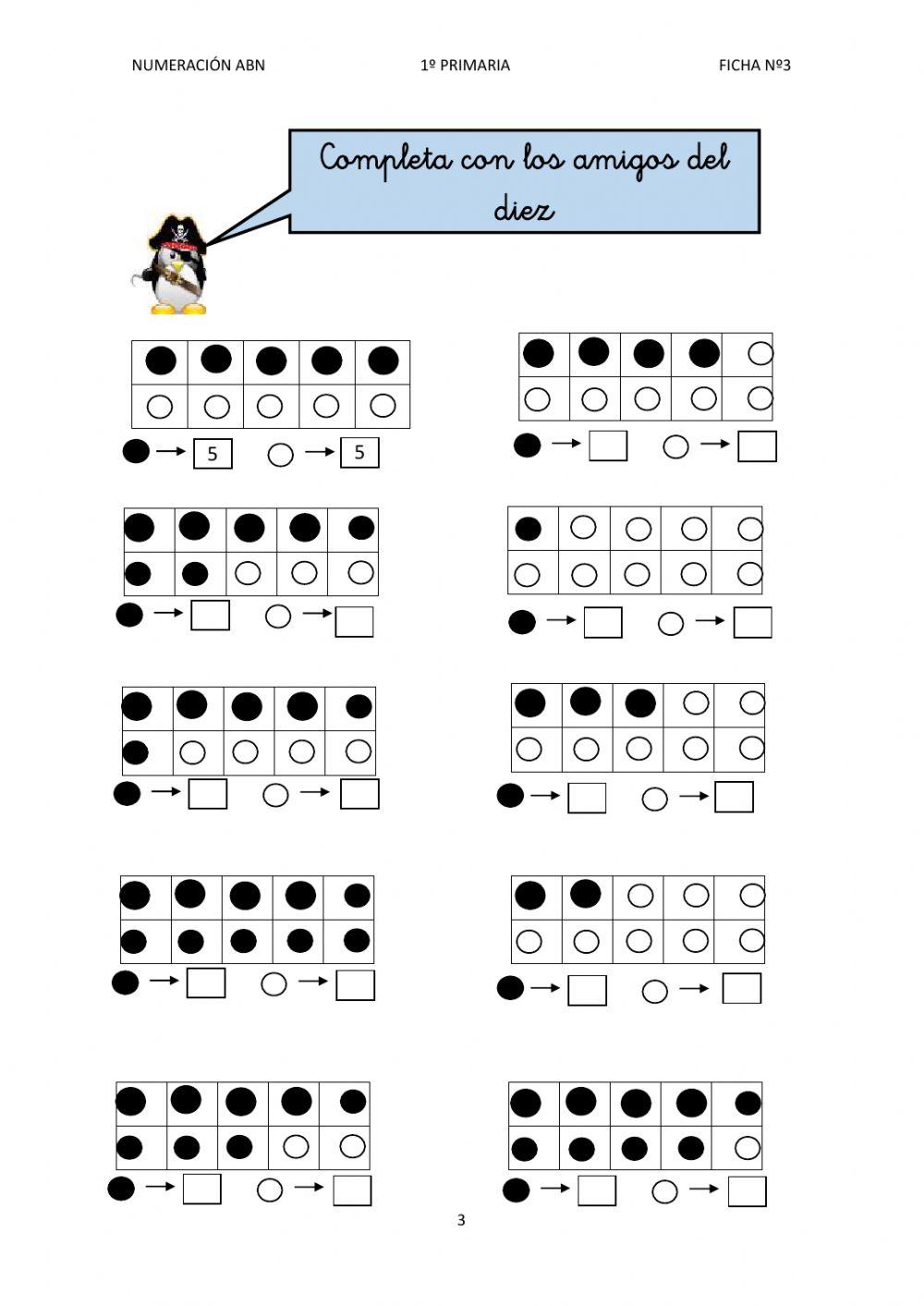 Numeración abn 1º primaria ficha 3