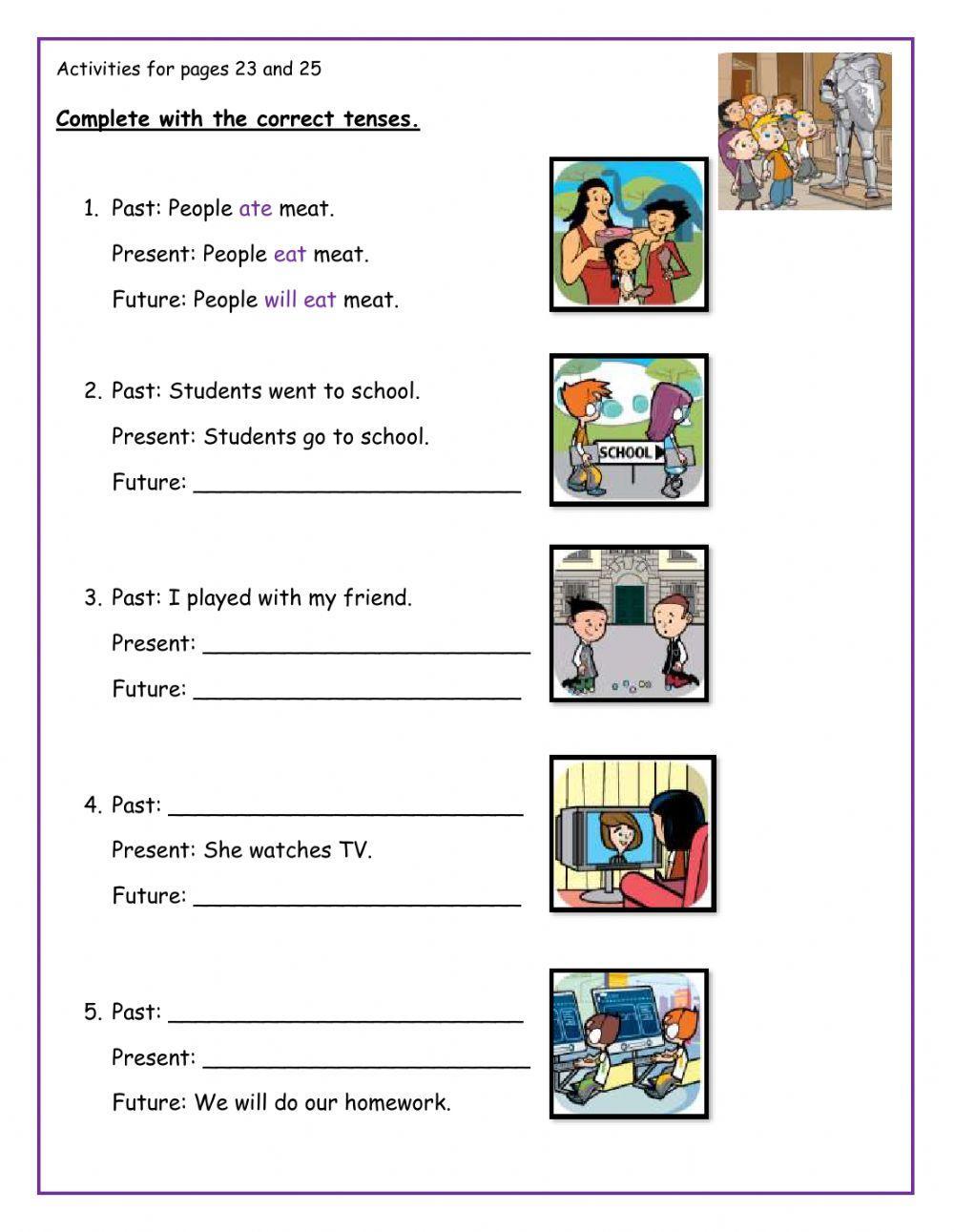 Activities for pages 23 and 25