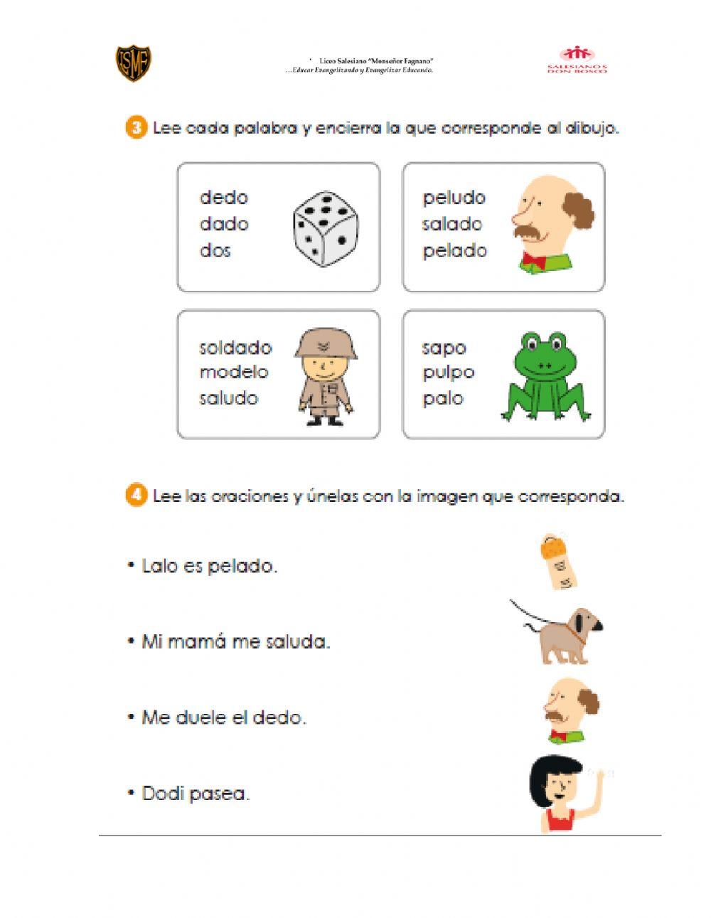 Lectura y escritura letra d y n