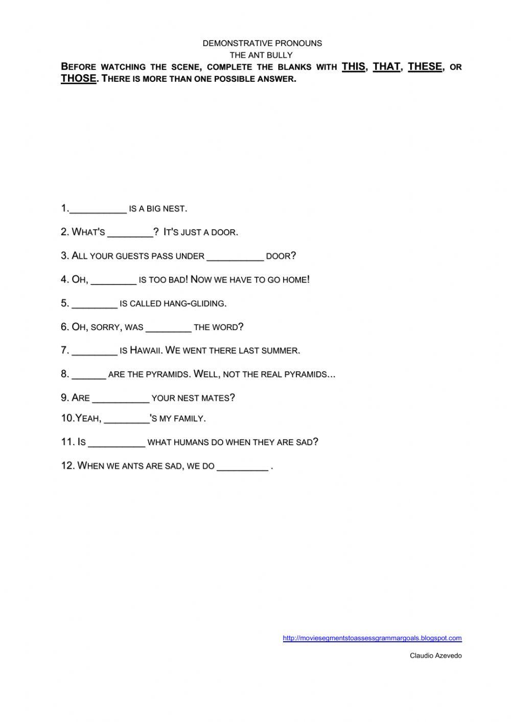 Demonstrative Pronouns
