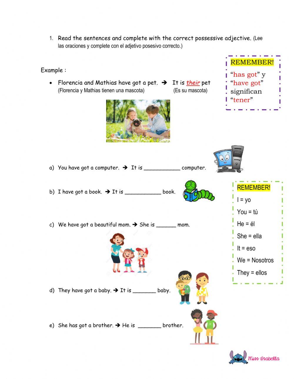 Possessive adjectives