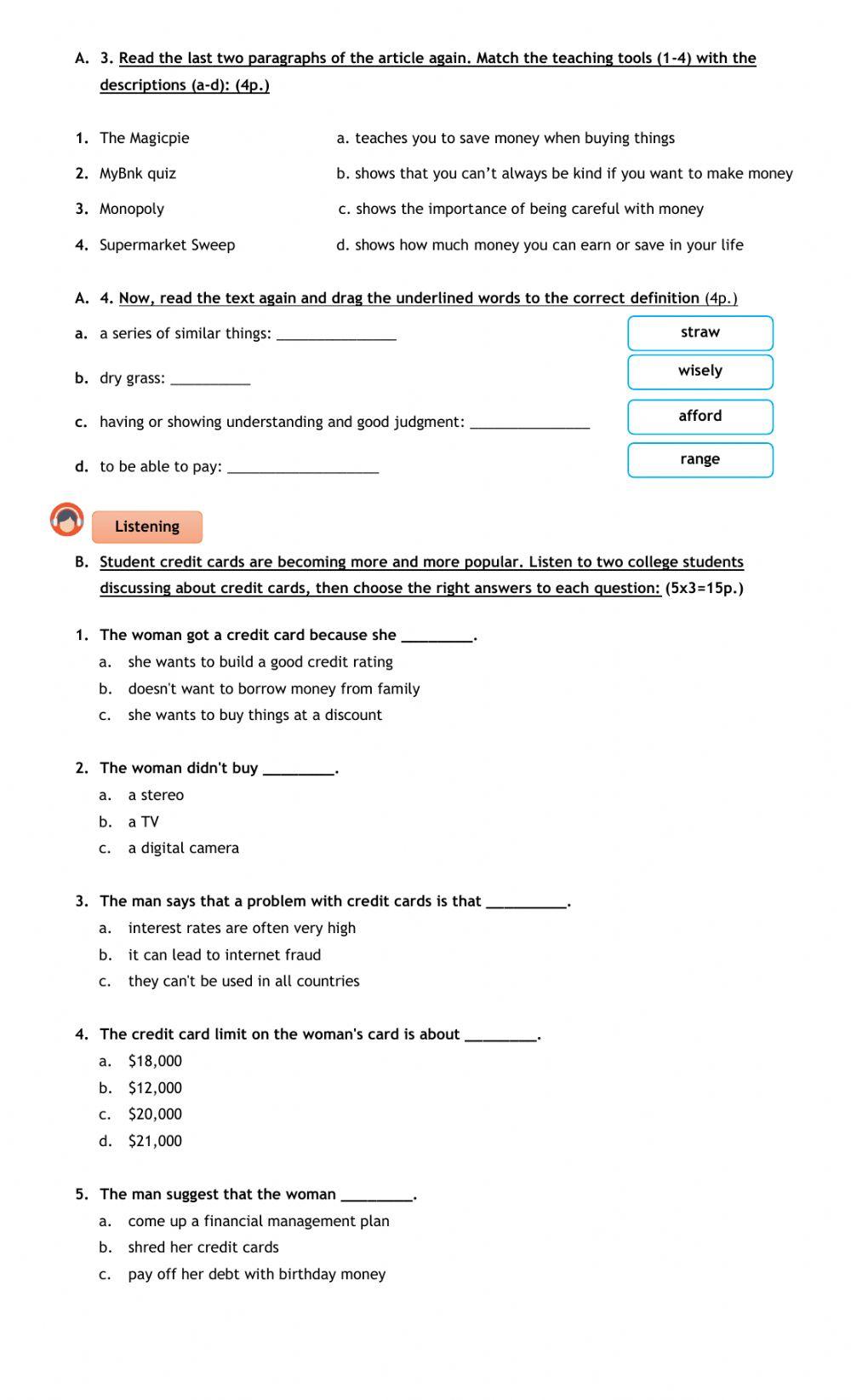 Mid Year Written Exam - Full Blast B1