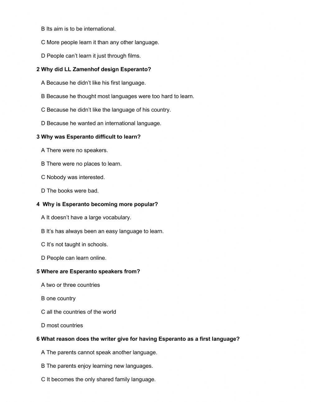 Reading comprehension