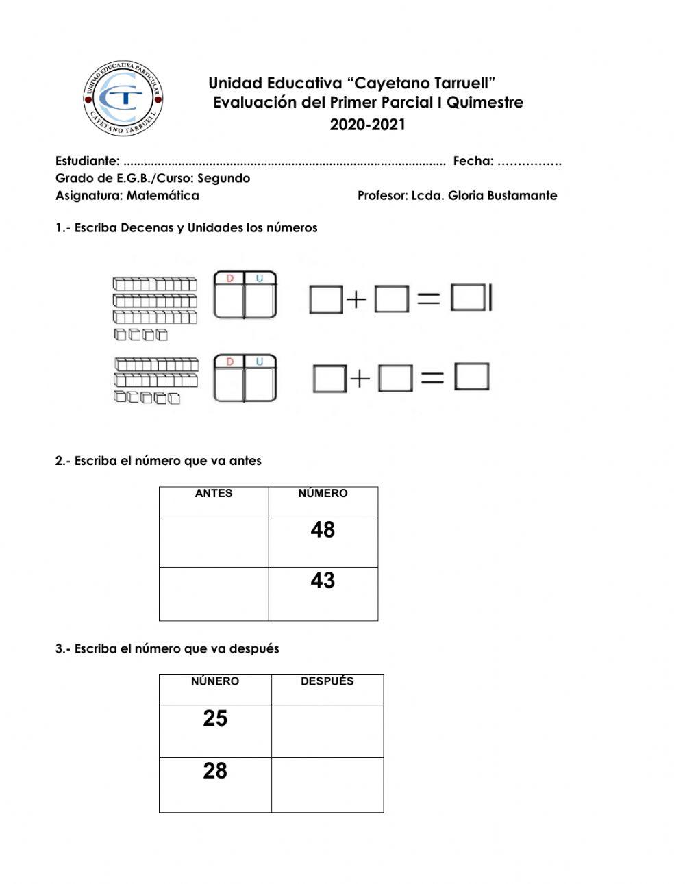 EVALUACIÓN MATEMÁTICA