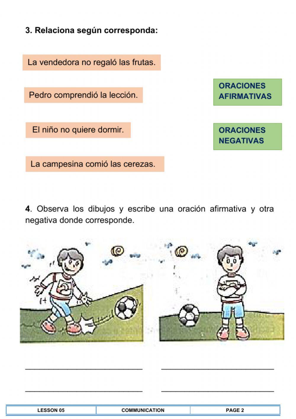 Oraciones afirmativas y negativas