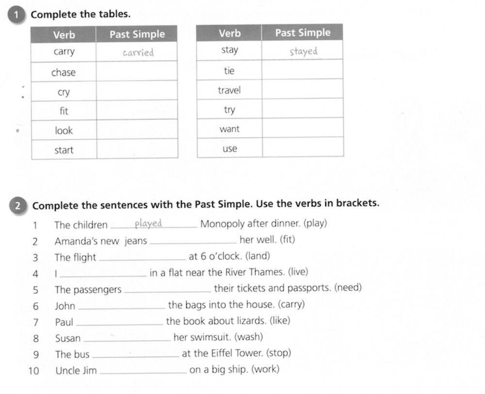 Past Simple regular verbs positive