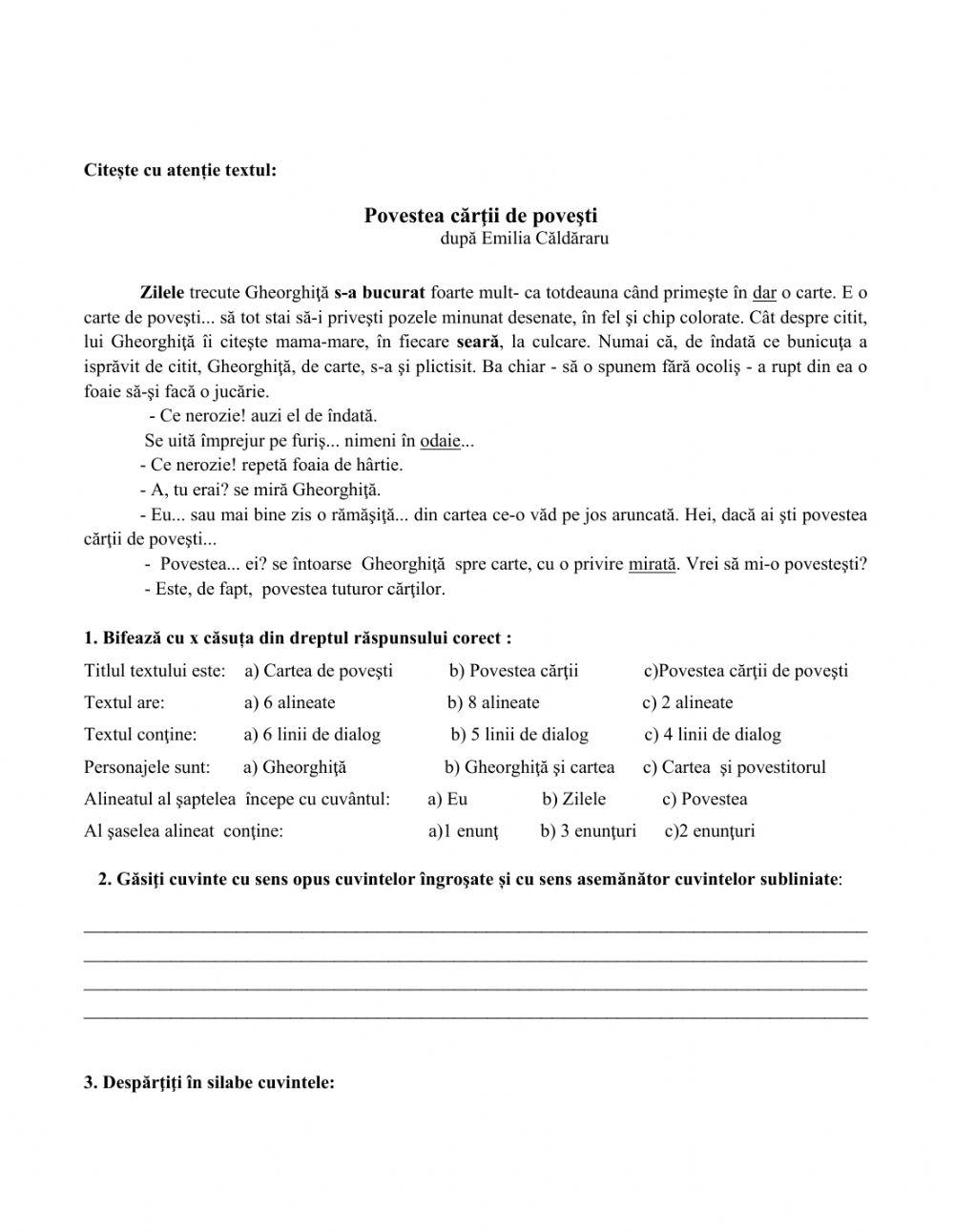 Probă de verificare -unitatea 1