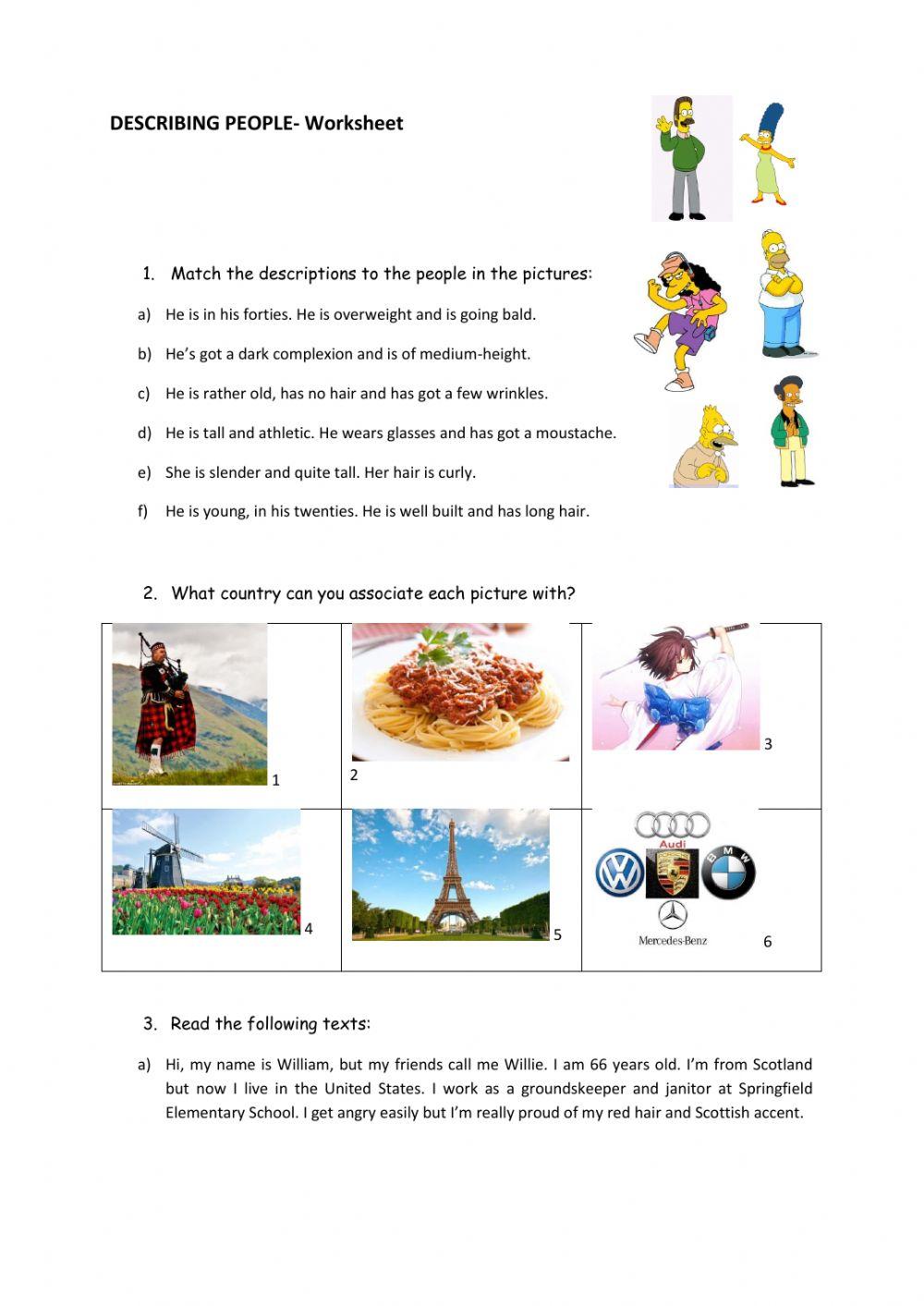 The Simpsons- nationalities, describing people