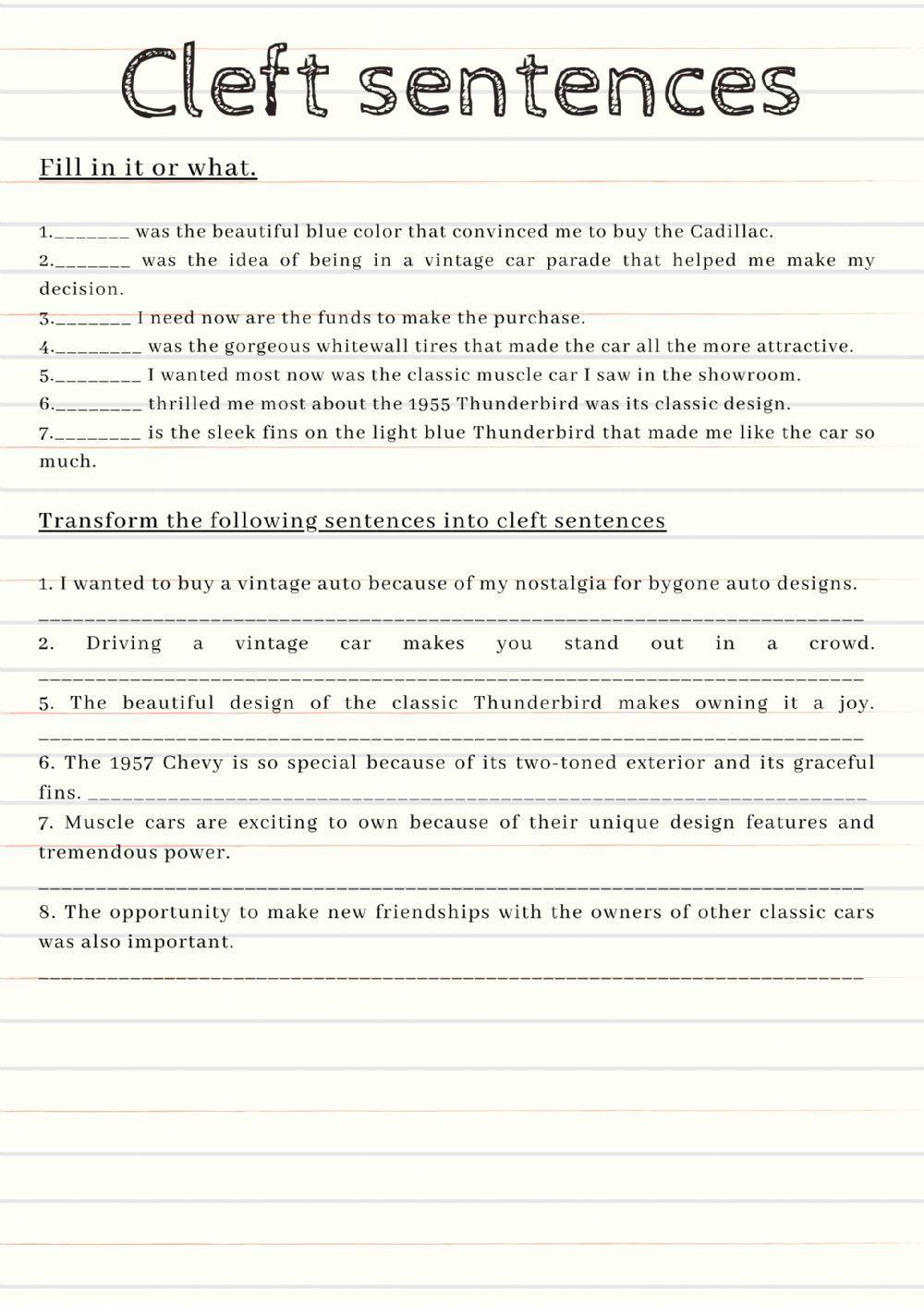 C1 Advanced -  Cleft sentences 2