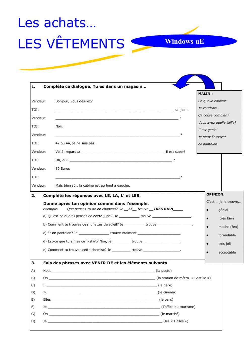 Achats et vêtements