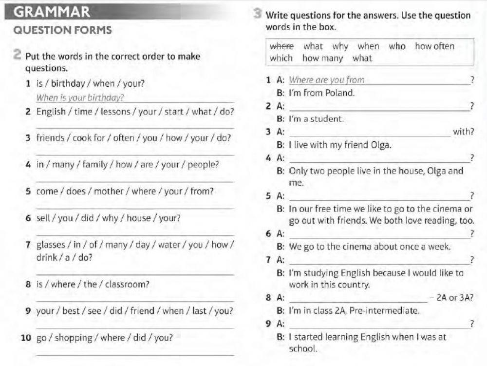 Question forms Question forms