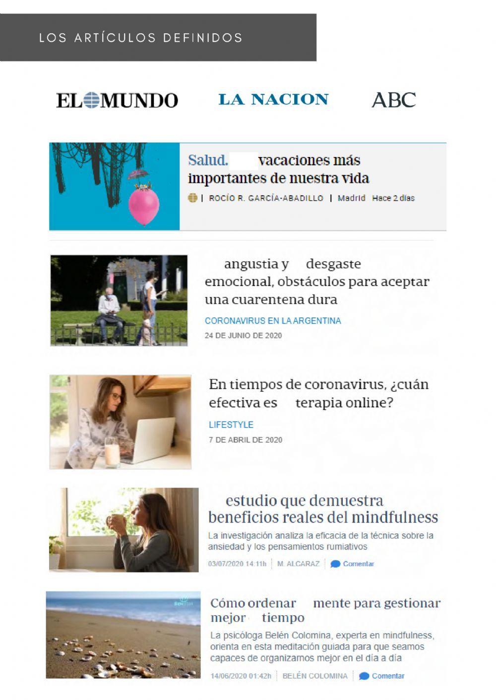 El verbo ser, el verbo gustar, los artículos...