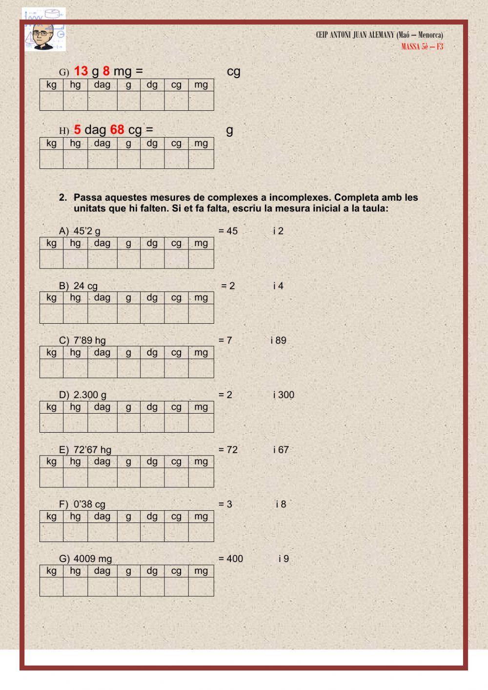 Expr. de pes complexes i incomplexes