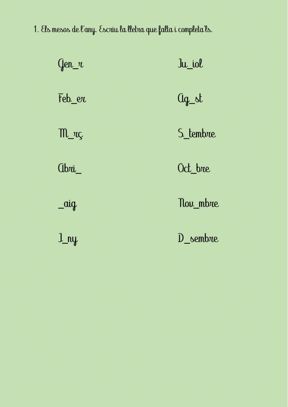 Els mesos de l'any.