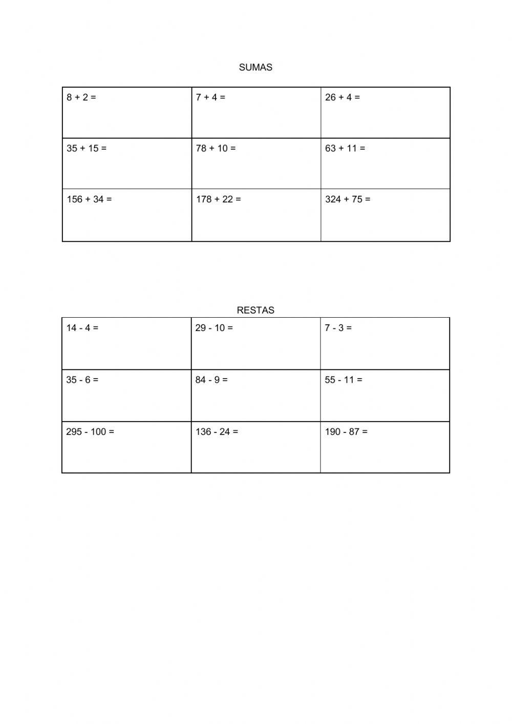 Cuentas diagnostico primer ciclo