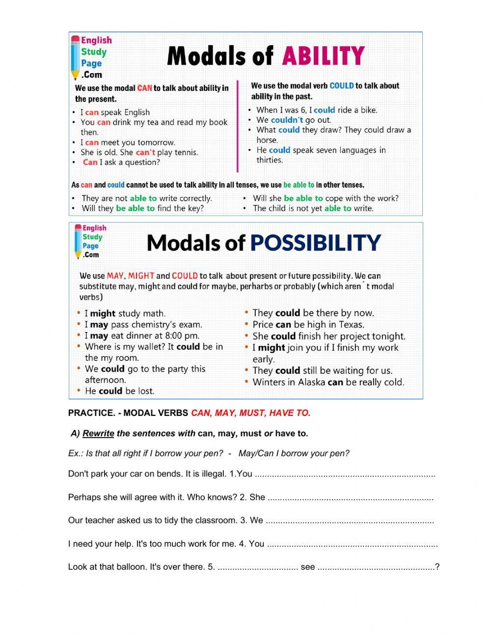 Modals of Ability and Possibility.