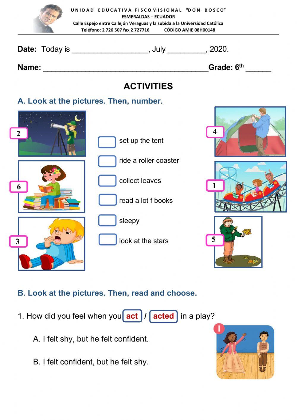 VACATION AND CAMPING ACTIVITY