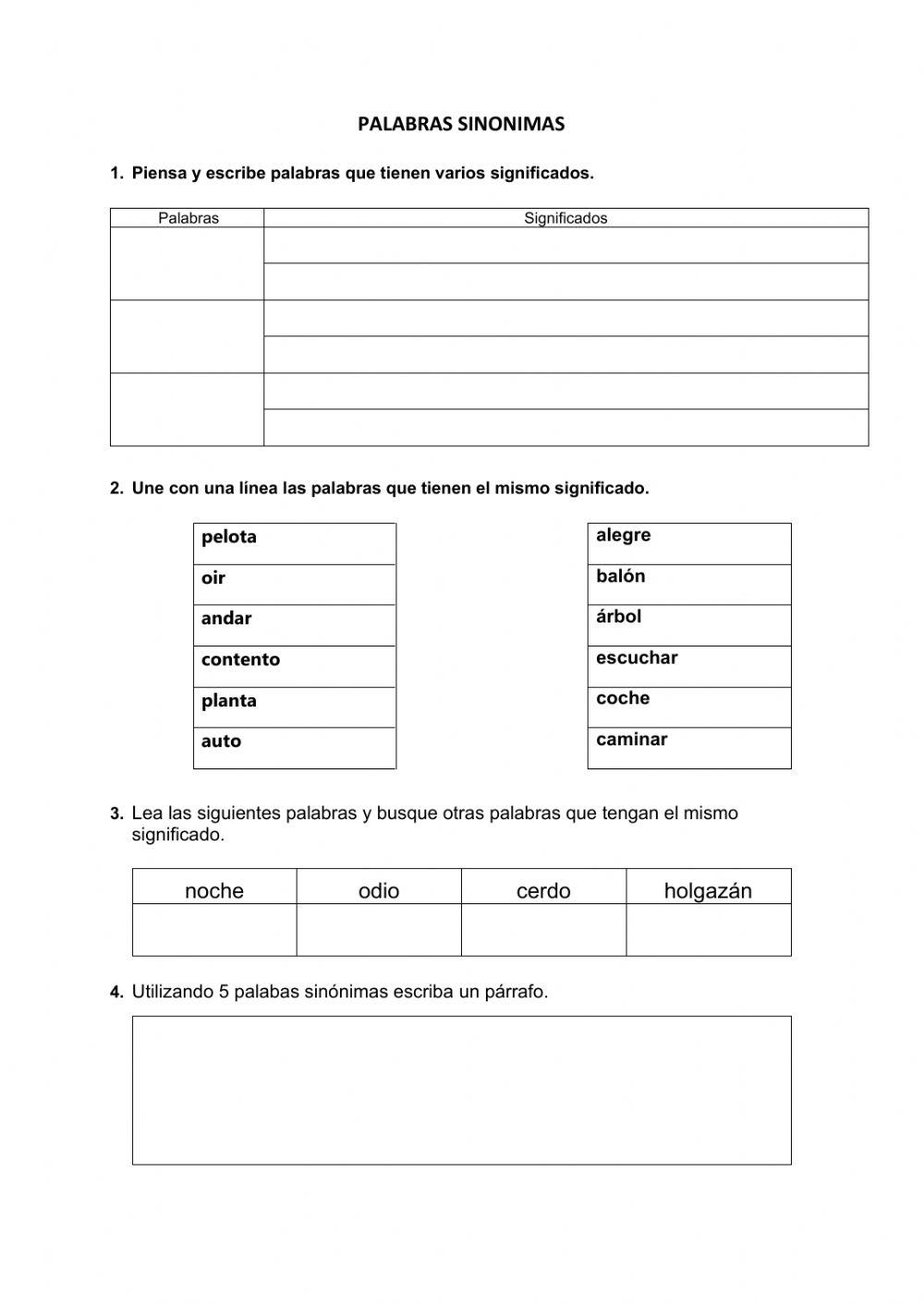 PALABRAS SINÓNIMAS