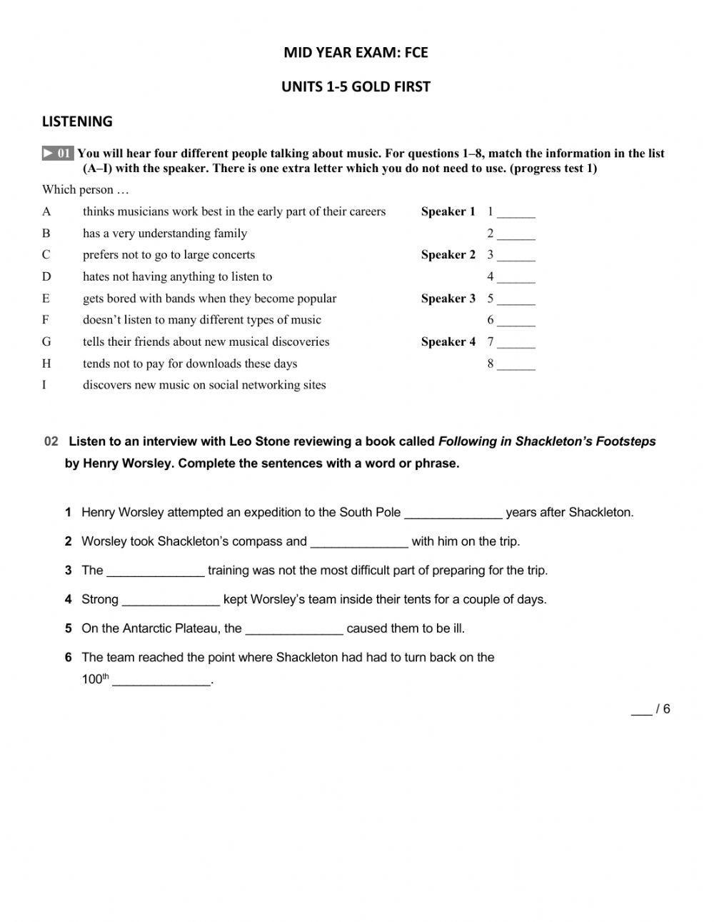 Fce Listening Interactive Worksheet | Live Worksheets