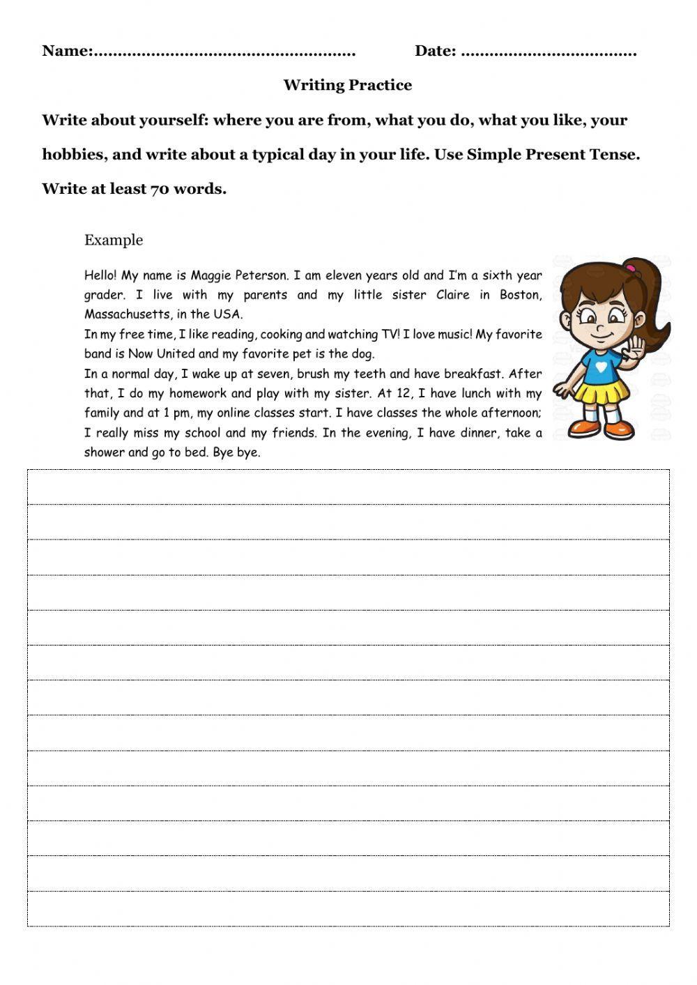 writing live worksheet