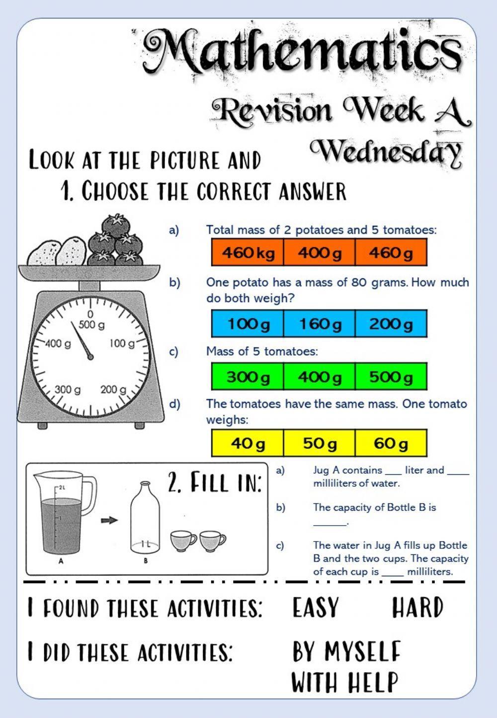 Revision Week A - Math - Wednesday