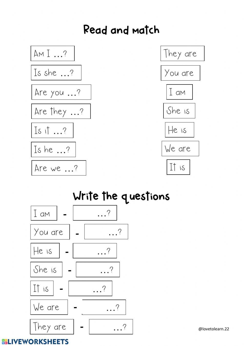 Verb to be interrogative form Verb to be interrogative form
