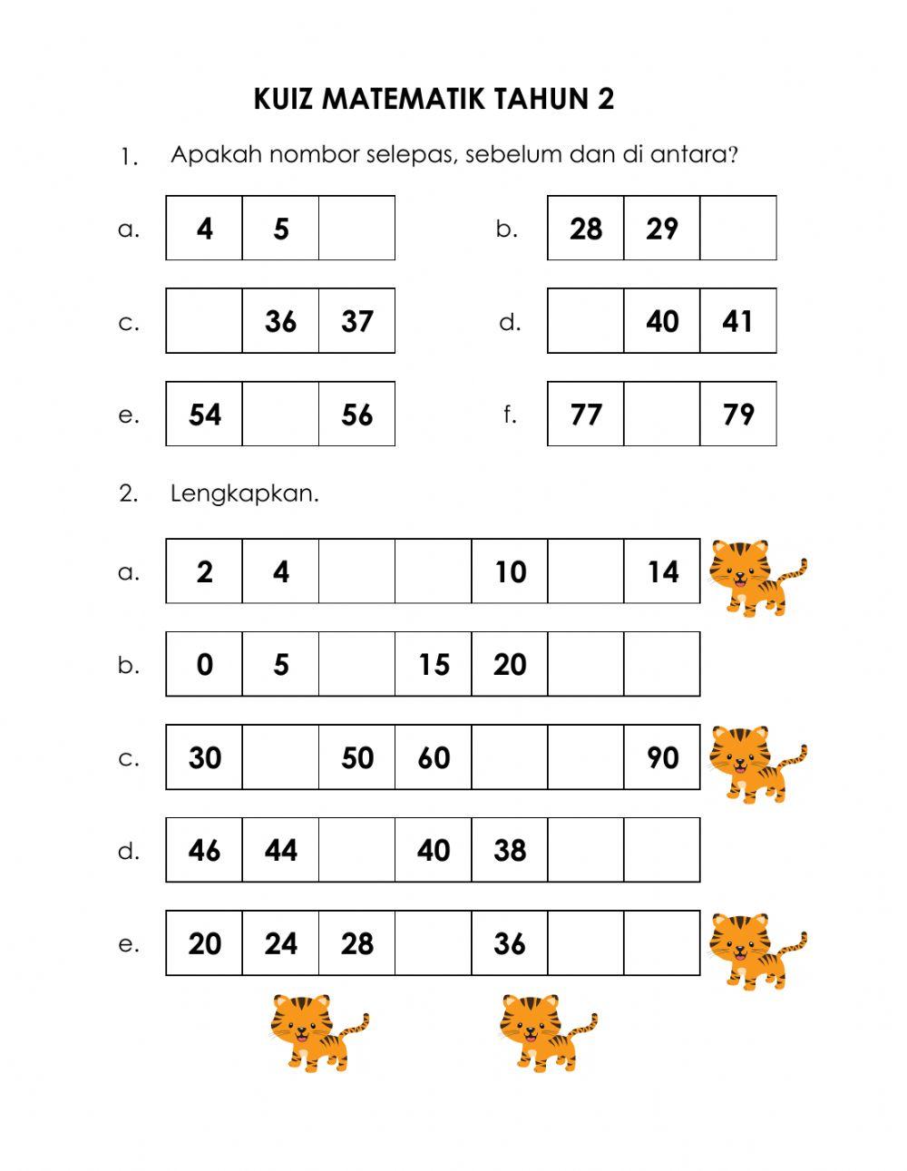 Kuiz matematik tahun 2