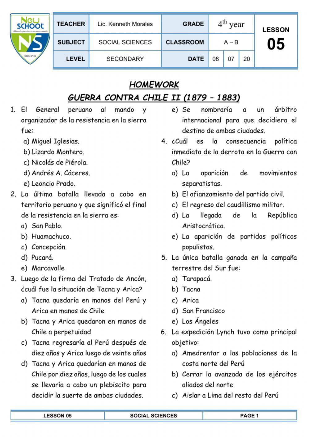 Guerra contra chile ii  (1879 – 1883