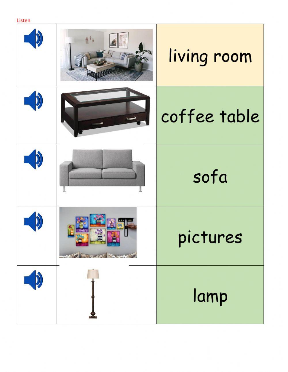 Living Room Furniture Worksheet Live