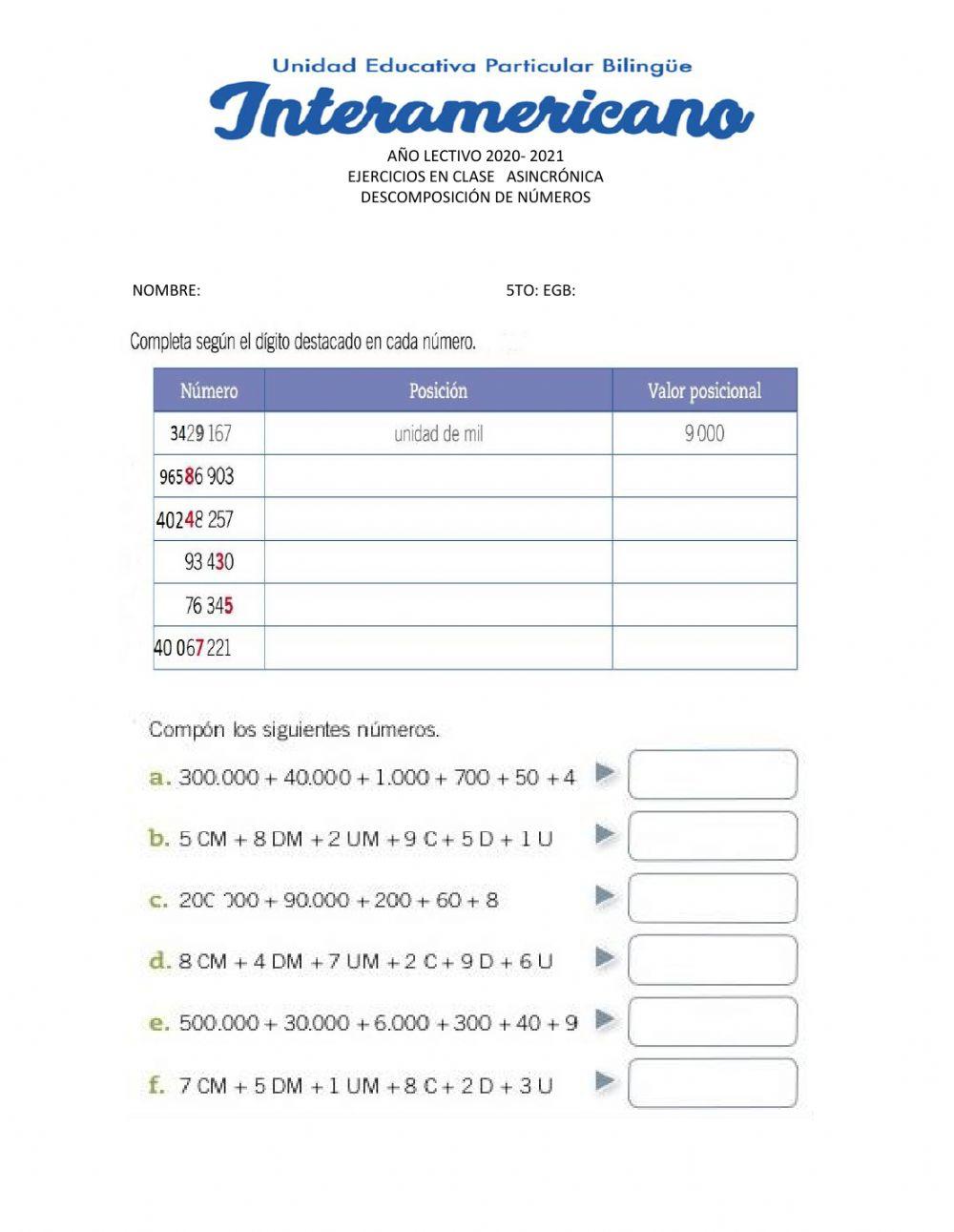 Descomposición de números