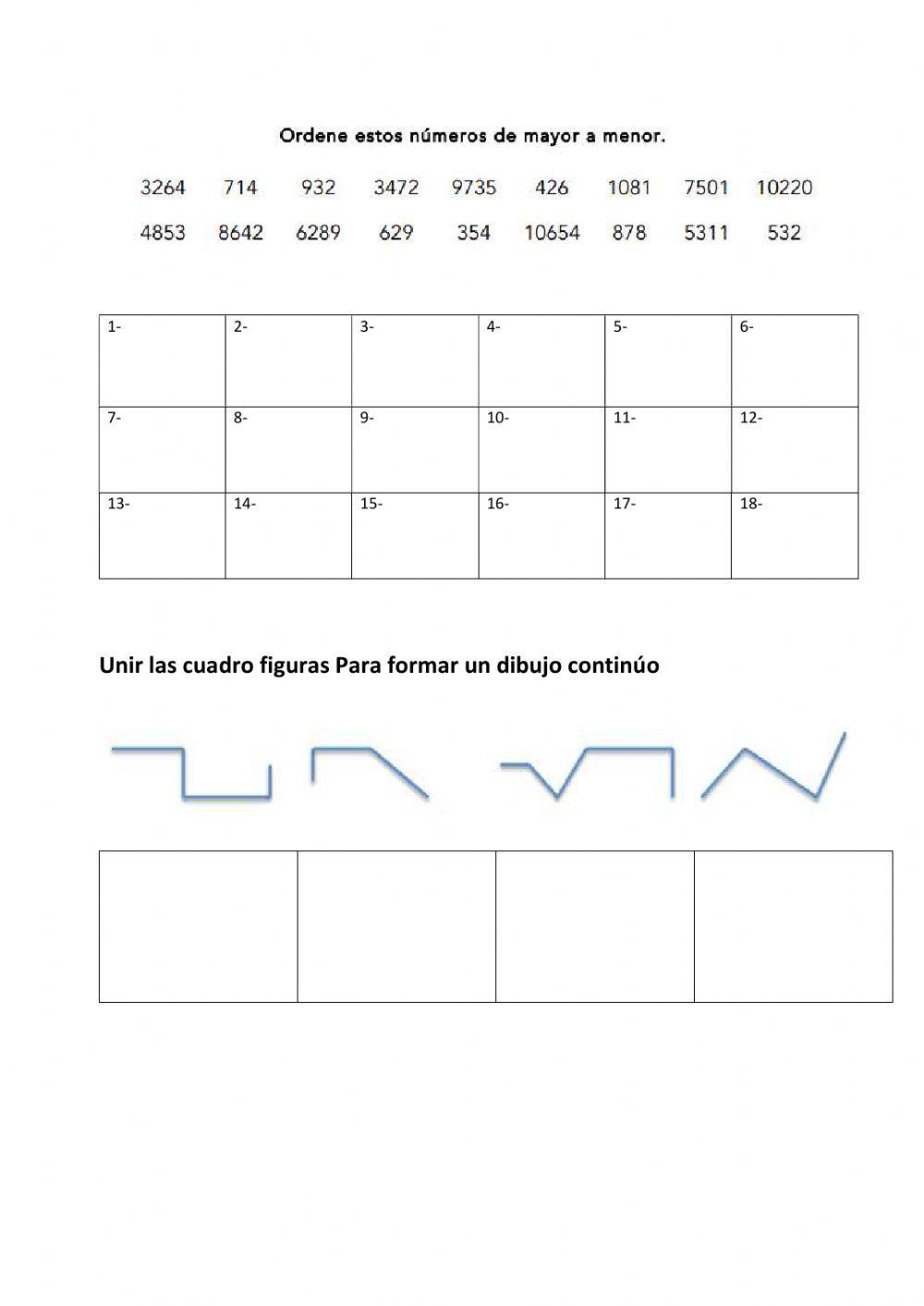 Ordenar numeros y fichas