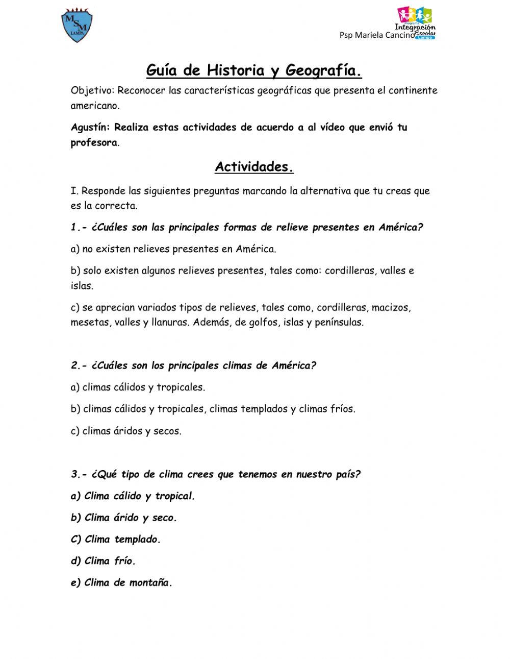 Características geográficas continente americano