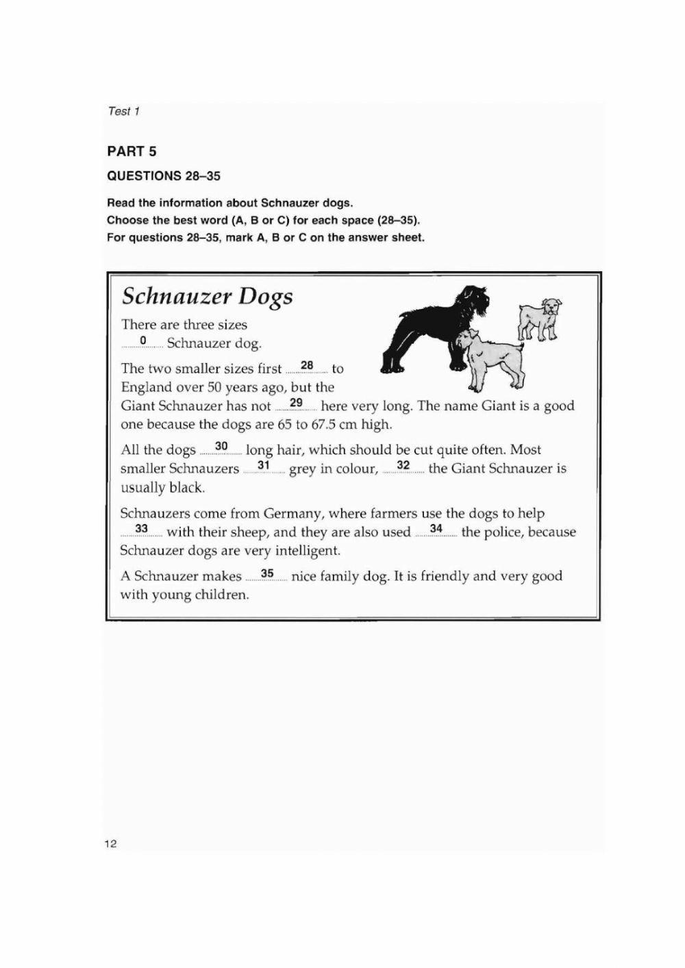 ket1 test 1 reading part 1
