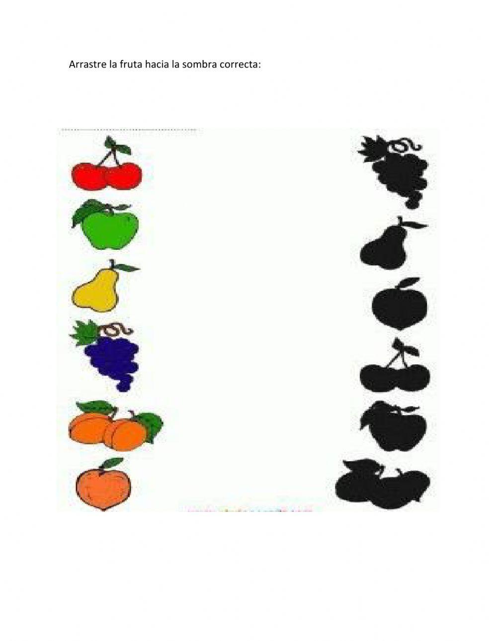 Arrastra la fruta hacia su sombra correcta