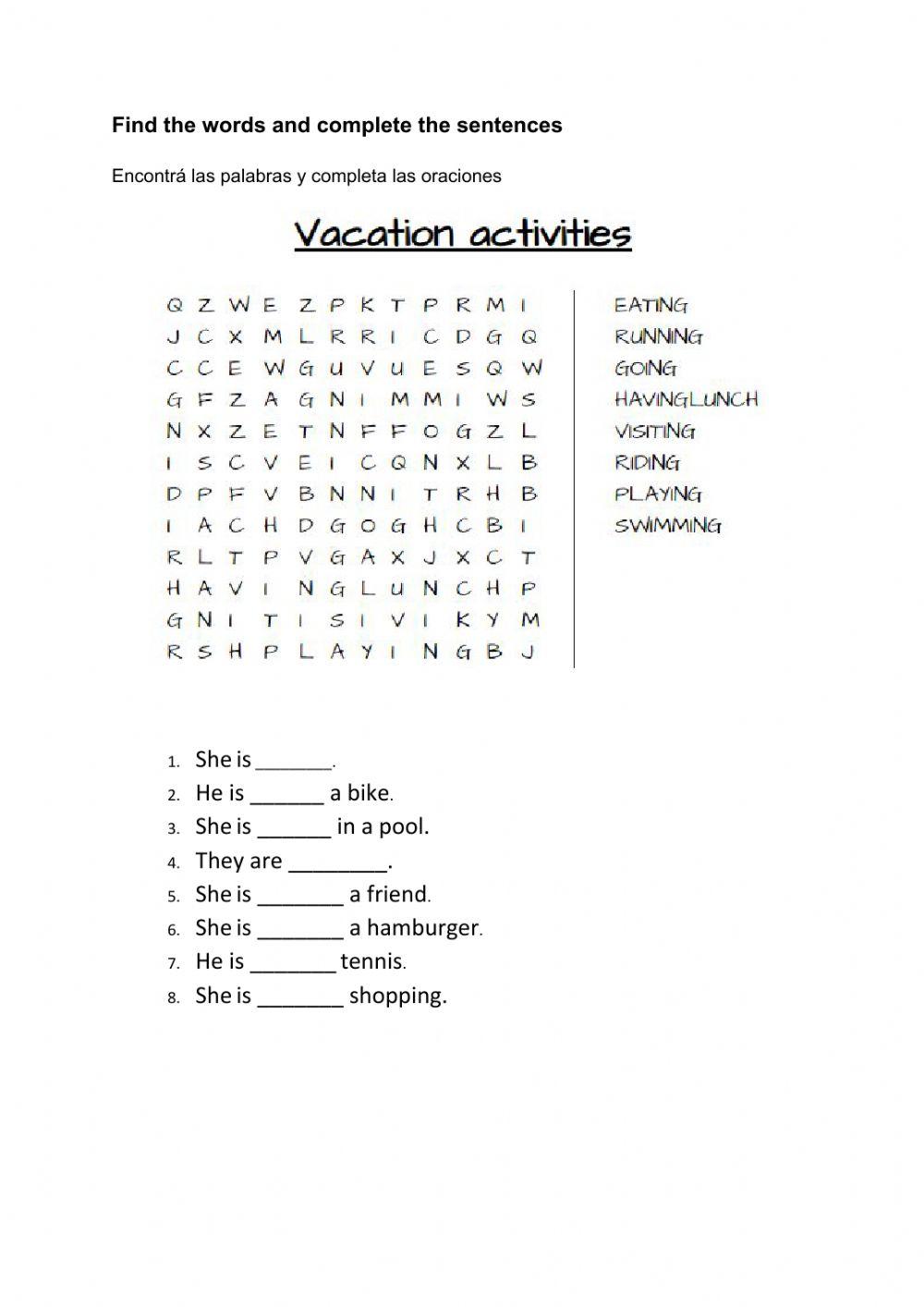 Vacation activities
