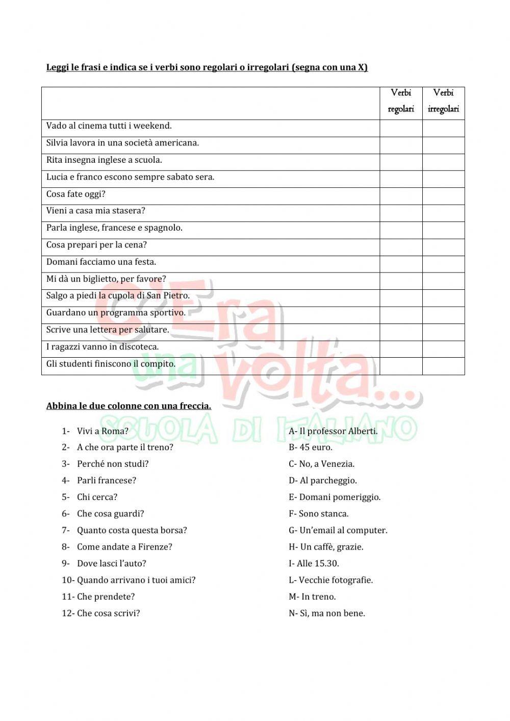 Verbi irregolari al presente