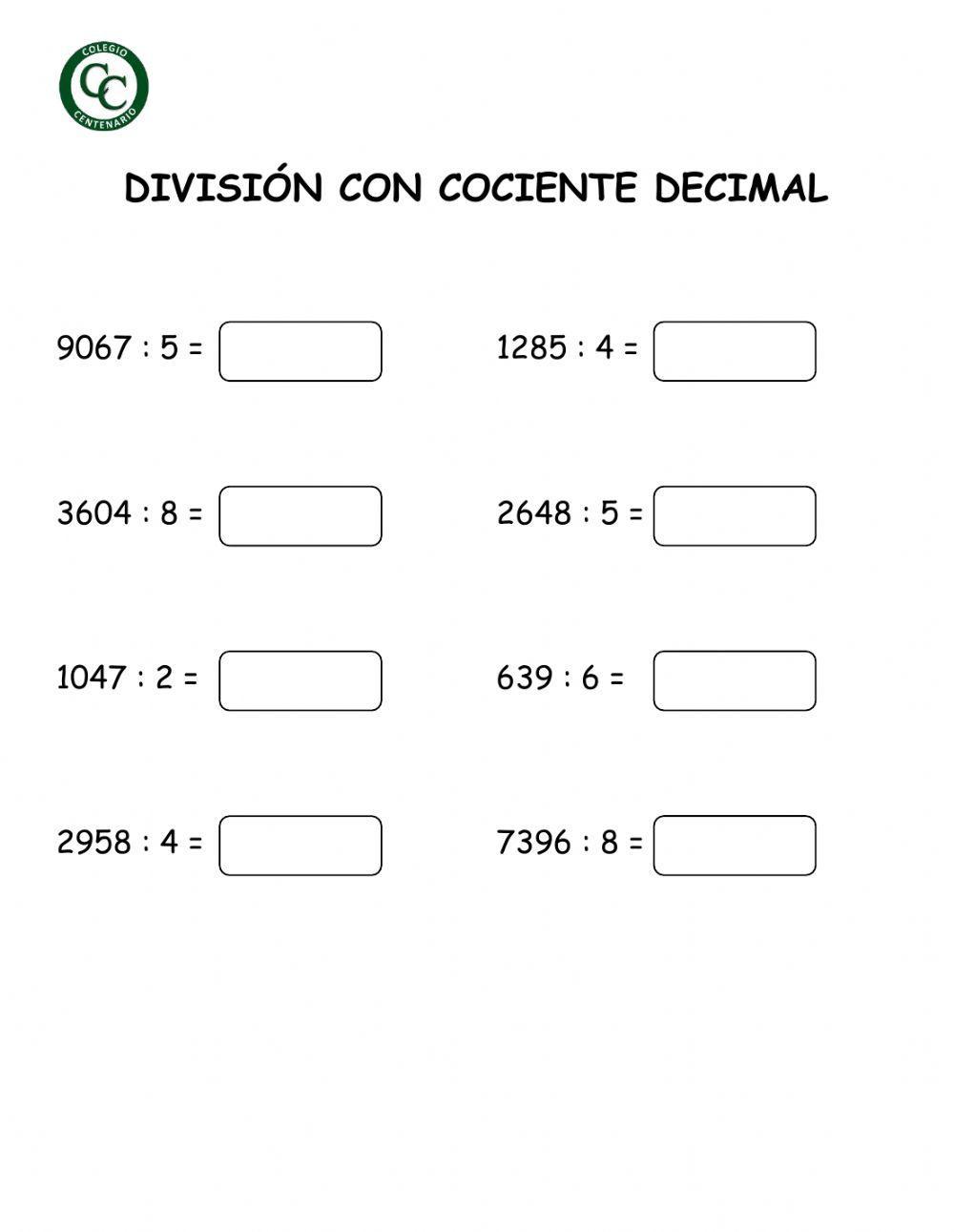 División con cociente decimal
