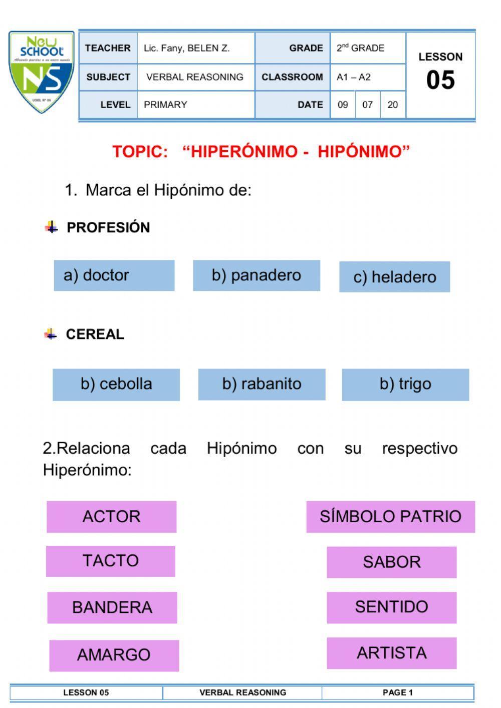 Hiperónimo e hipónimo