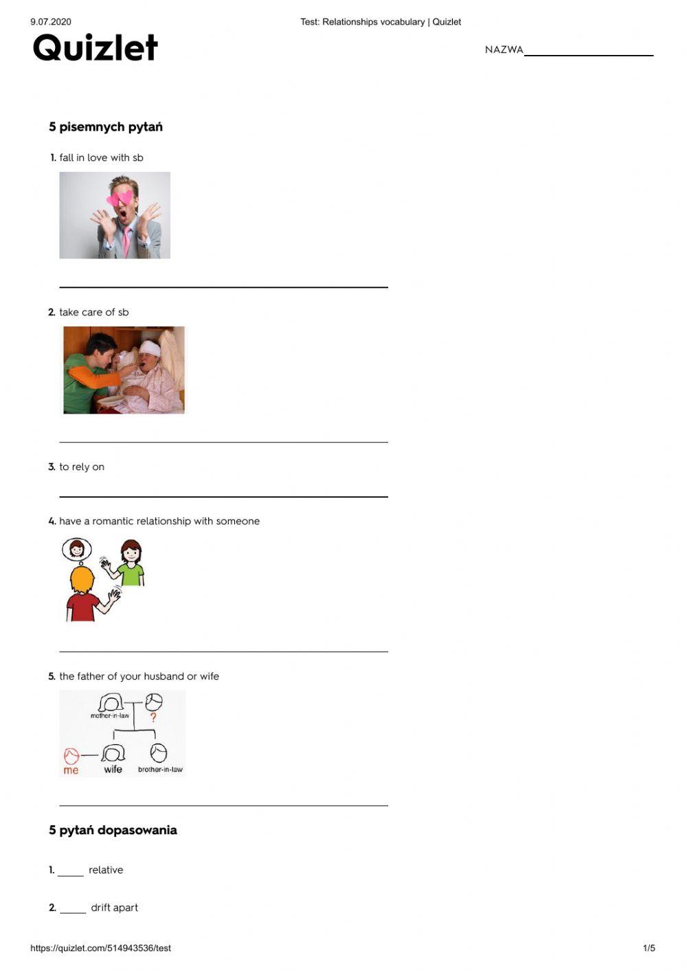 Relationships phrases worksheet | Live Worksheets